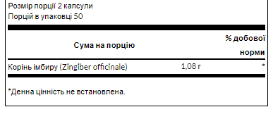 Корень имбиря Swanson (Ginger Root) 540 мг 100 капсул