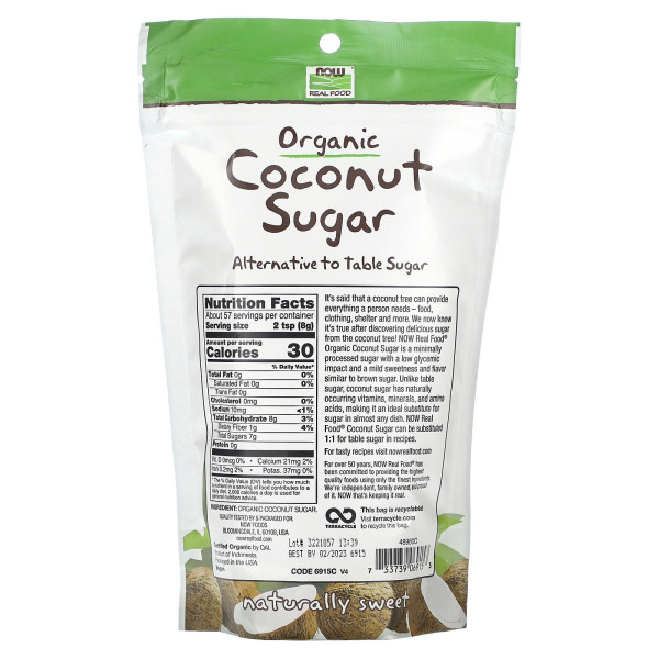 Кокосовый сахар NOW Foods (Coconut Sugar) 454 г