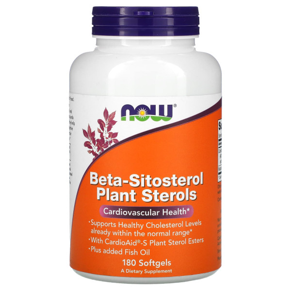 Бета-ситостерин растительные стеролы NOW Foods (Beta-Sitosterol Plant Sterols) 180 капсул