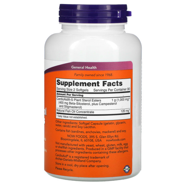 Бета-ситостерин растительные стеролы NOW Foods (Beta-Sitosterol Plant Sterols) 180 капсул