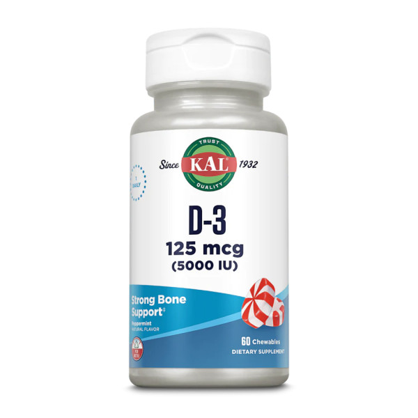 Вітамін Д3 KAL (Vitamin D3) 5000 МО 60 жувальних таблеток зі смаком м'яти