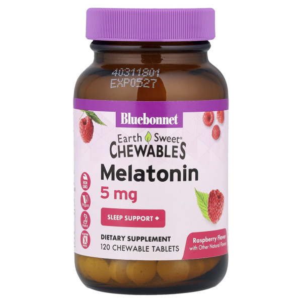 Мелатонін Bluebonnet Nutrition (Melatonin) 5 мг зі смаком малини