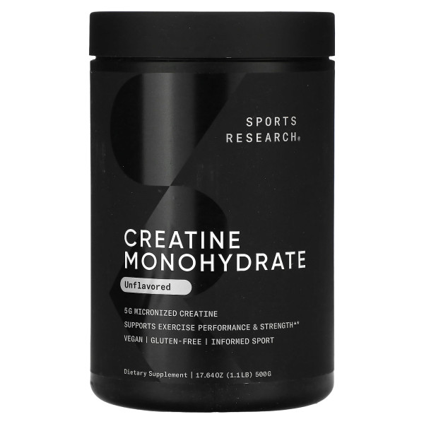 Креатин моногидрат Sports Research (Creatine monohydrate) без добавок 500 г
