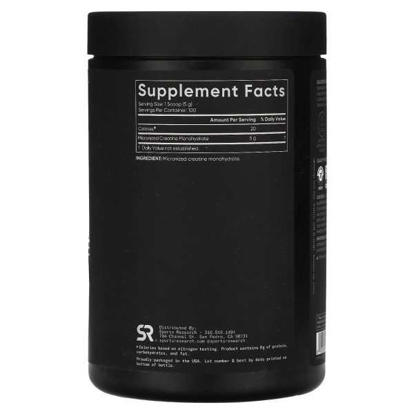 Креатин моногидрат Sports Research (Creatine monohydrate) без добавок 500 г
