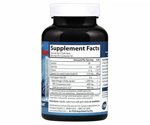 Омега-3 Carlson Labs (Omega-3 Gems) 1200 мг 100 капсул