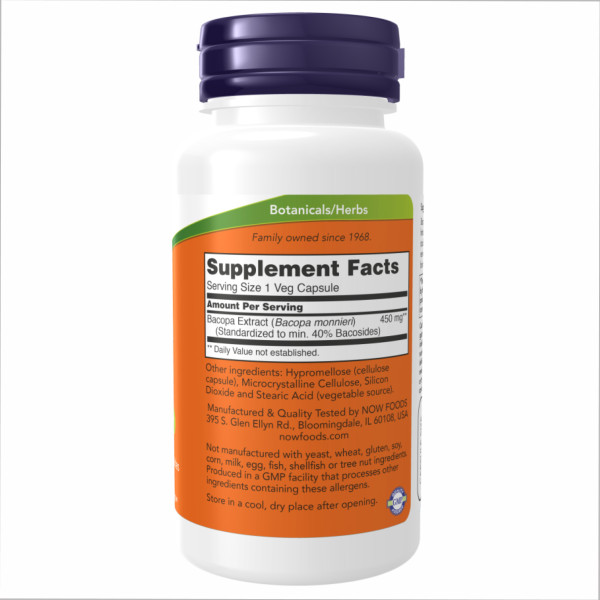 Бакопа Now Foods (Extract Bacopa) 450 мг 90 капсул