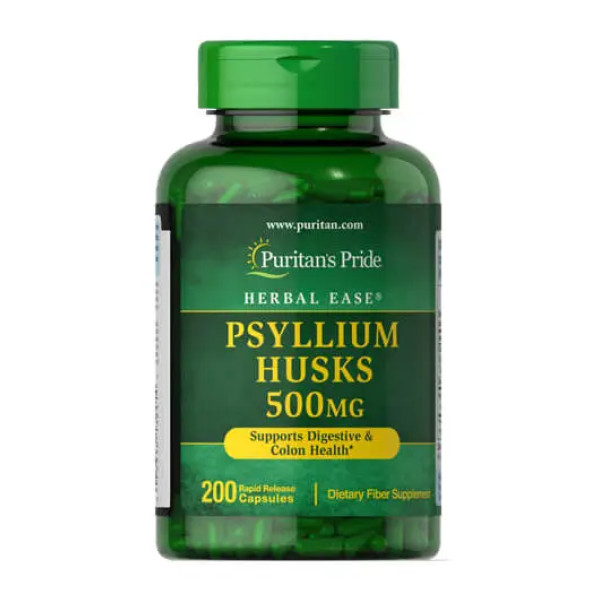 Псиллиум шелуха семян подорожника Puritans Pride (Psyllium Husks) 500mg 200 капсул