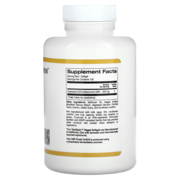 Коензим CoQ10 California Gold Nutrition (CoQ10) 200 мг 120 капсул
