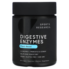 Пищеварительные ферменты на растительной основе Sports Research (Digestive Enzymes + Probiotic) 90 капсул