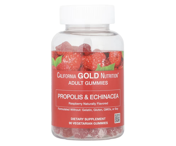 Добавка с прополисом и эхинацеей California Gold Nutrition 90 жевательных таблеток малиновый вкус
