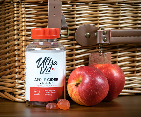 Яблочный уксус UltraVit Apple Cider Vinegar, 60 жевательных конфет