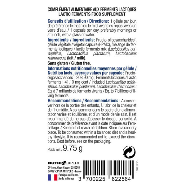 Пробиотики усиленные Nutri Expert (Probiotiques Dynamises) 7 млрд КОЕ 30 капсул