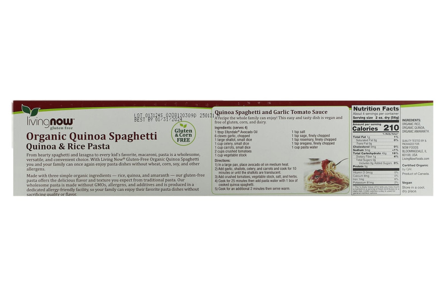 Спагетті з органічної кіноа NOW Foods  (Organic Quinoa Spaghetti) 227 г