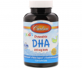 Рыбий жир для детей Carlson Labs (Kids chewable DHA) 120 жевательных таблеток со вкусом апельсина