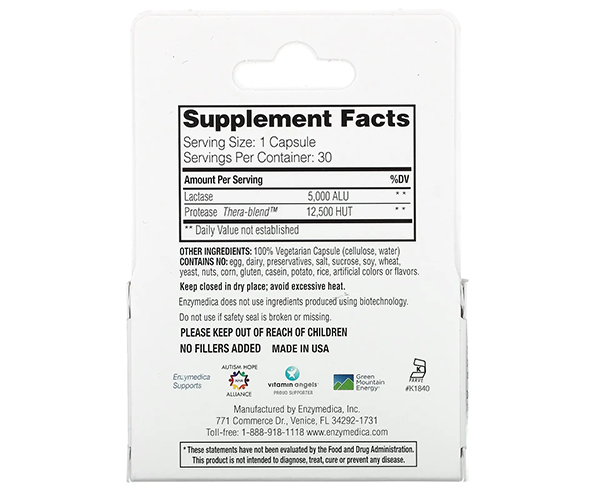Ферменти для травлення лактози Enzymedica (DairyAssist) 30 капсул