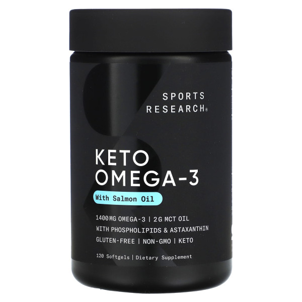 Кето омега с рыбьим жиром дикой красной нерки Sports Research (Keto Omega) 1250 г 120 капсул
