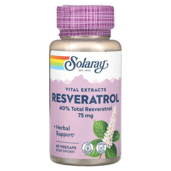 Ресвератрол Solaray, Vital Extracts 75 мг 60 капсул