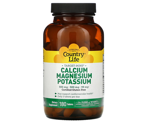 Кальций магний калий Country Life (Calcium Magnesium Potassium) 180 таблеток