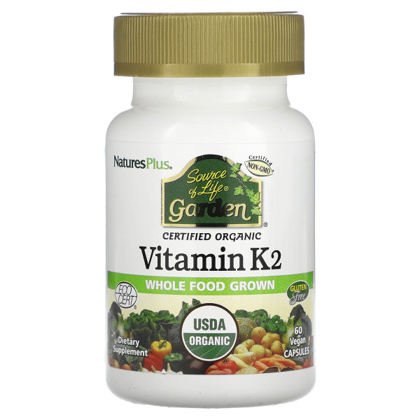 Вітамін К2 Natures Plus (Source of Life, Garden, Vitamin K2) 120 мкг 60 капсул