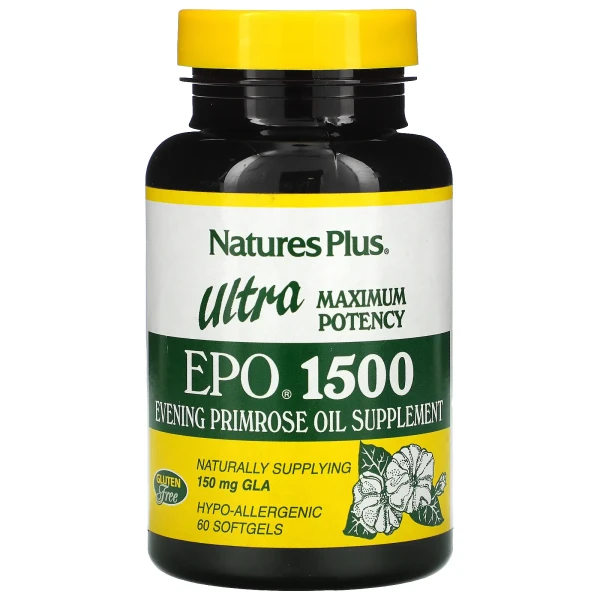 Олія вечірньої примули – максимальна потужність Natures Plus  (Ultra EPO 1500) 1500 мг 60 капсул