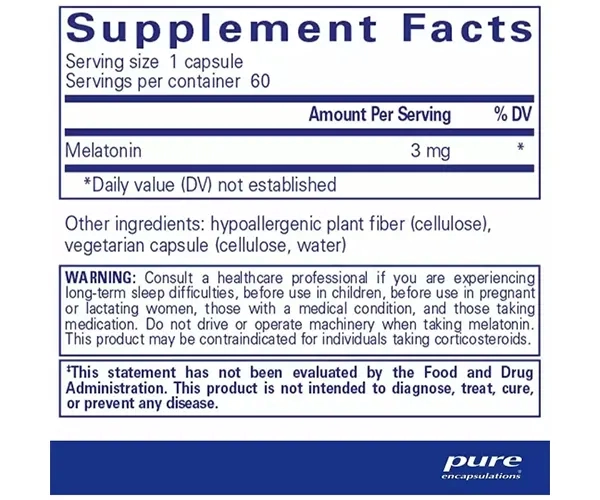 Мелатонін Pure Encapsulations (Melatonin) 3 мг 