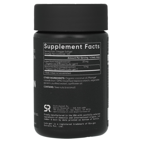 Лютеин и зеаксантин Sports Research (Lutein + Zeaxanthin with Coconut Oil) 120 капсул