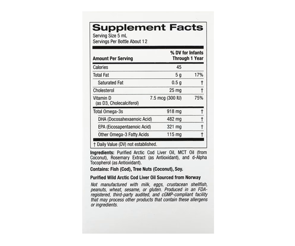 Омега 3 ДГК с витамином Д3 для детей California Gold Nutrition (Babys DHA) 59 мл