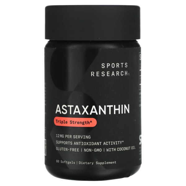 Астаксантин тройной концентрации Sports Research (Astaxanthin) 12 мг 60 капсул