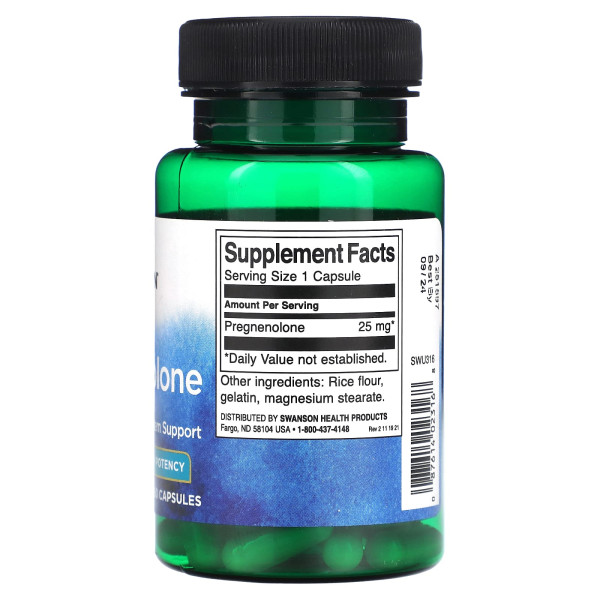 Прегненолон Swanson (Pregnenolone) 25 мг 60 капсул