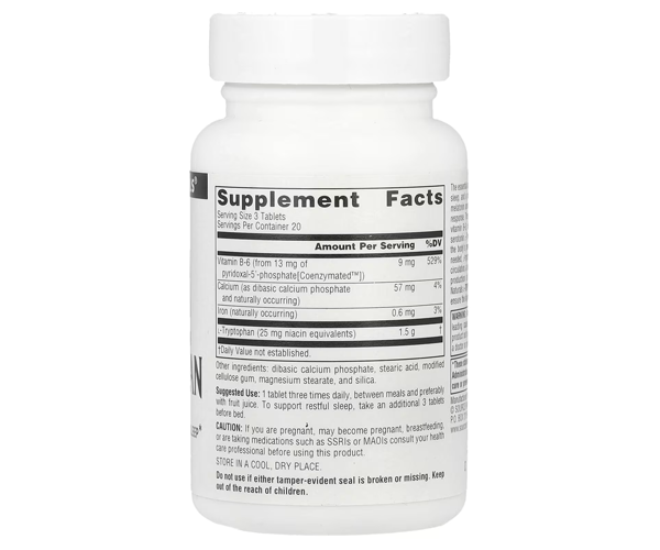 Триптофан коферментний Source Naturals (L-Tryptophan with Coenzyme B-6) 500 мг 60 таблеток