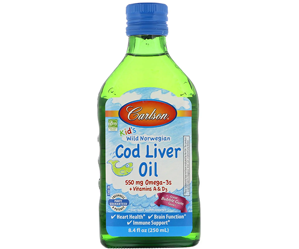 Риб'ячий жир (рідкий) з печінки тріски для дітей Carlson Labs (Cod liver oil) 250 мл зі смаком 