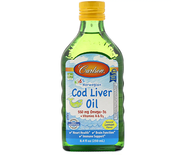Риб'ячий жир (рідкий) з печінки тріски для дітей Carlson Labs (Cod liver oil) 250 мл зі смаком 