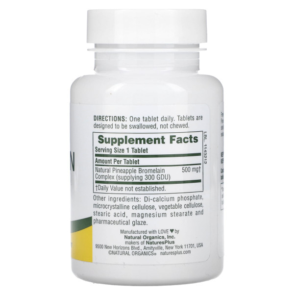 Бромелайн Natures Plus (Bromelain) 500 мг