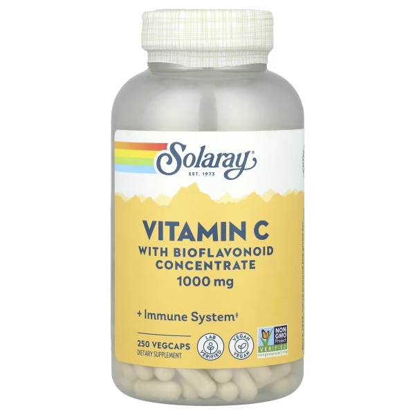 Вітамін С з біофлавоноїдами Solaray  (Vitamin C with Bioflavonoid Concentrate) 1000 мг/50 мг 250 шт