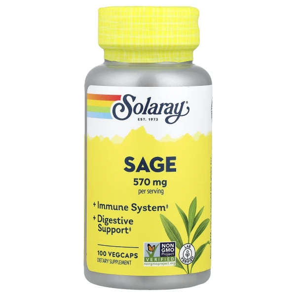 Органически выращенный шалфей Solaray (Organically Grown Sage) 100 капсул