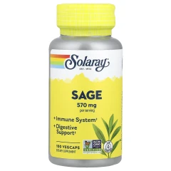 Органически выращенный шалфей Solaray (Organically Grown Sage) 100 капсул
