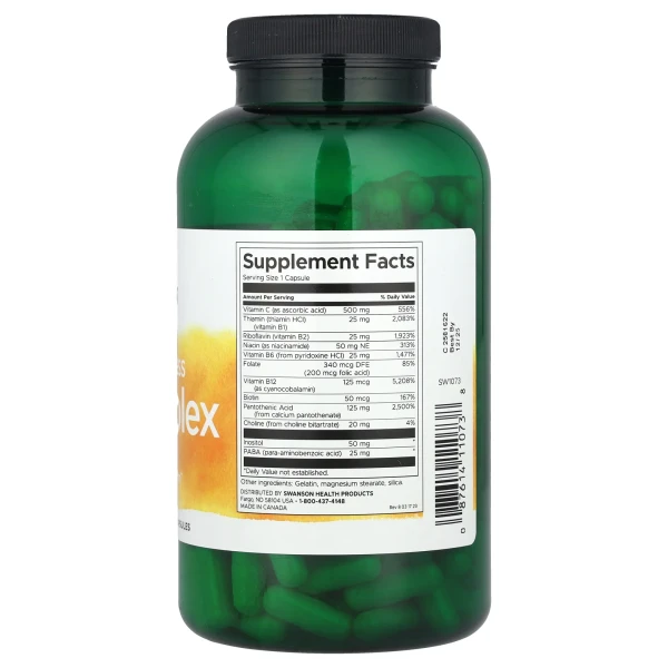 Витамины группы В с витамином C Swanson, Super Stress B-Complex 240 капсул