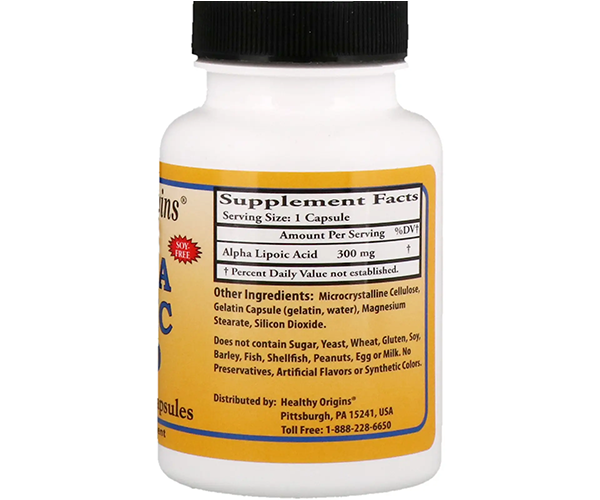 Альфа-липоевая кислота Healthy Origins (Alpha-lipoic acid) 300 мг 