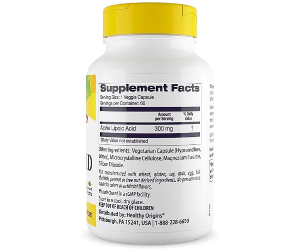 Альфа-липоевая кислота Healthy Origins (Alpha-lipoic acid) 300 мг 