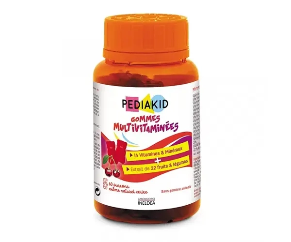Мультивитамины для детей Pediakid (Gommes Multivitaminees) 60 жевательных конфет со вкусом вишни