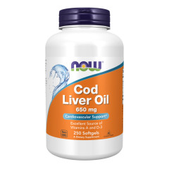 Риб'ячий жир з печінки тріски NOW Foods (Cod Liver Oil) 650 мг 250 капсул