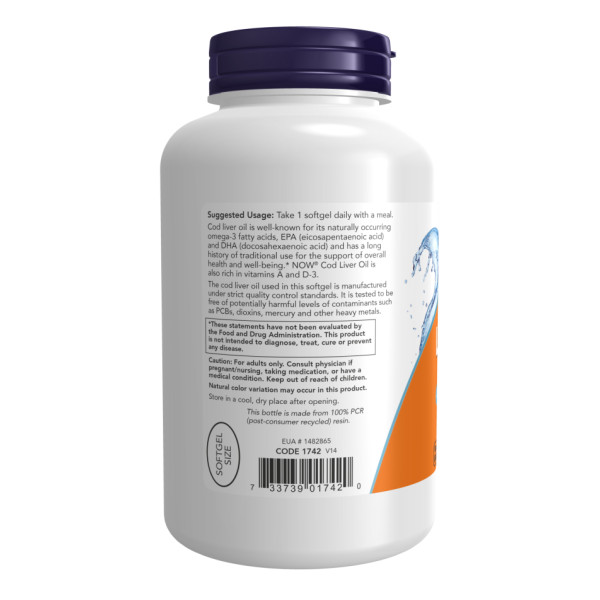 Риб'ячий жир з печінки тріски NOW Foods (Cod Liver Oil) 650 мг 250 капсул