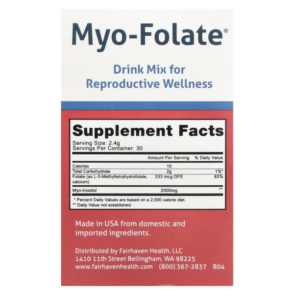 Міо-фолат для фертильності Fairhaven Health  (Myo-Folate) 30 пакетів
