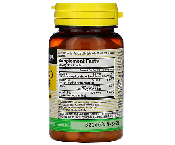 Фолиевая кислота В-6 и В-12 Mason Natural (Folic Acid B6 and B12) 90 таблеток