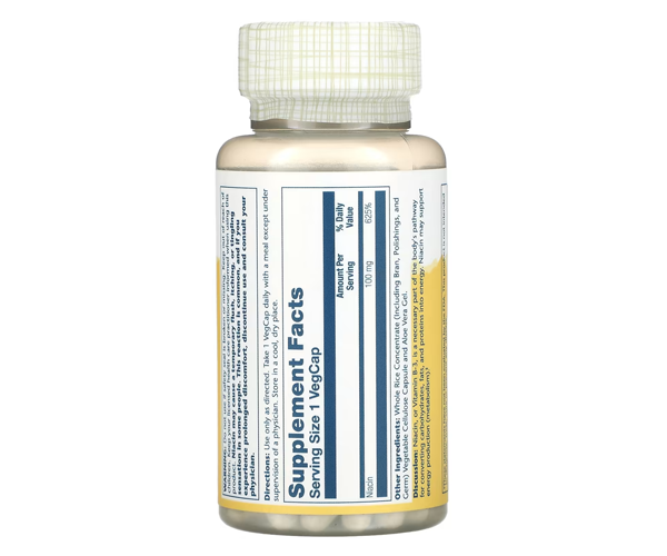 Ніацин Вітамін B3 Solaray (Niacin Vitamin B3) 100 мг 100 капсул