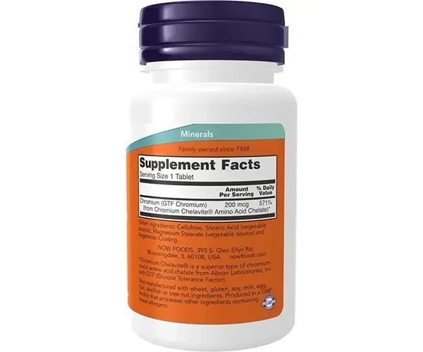 Хром NOW Foods (Chromium) 200 мкг