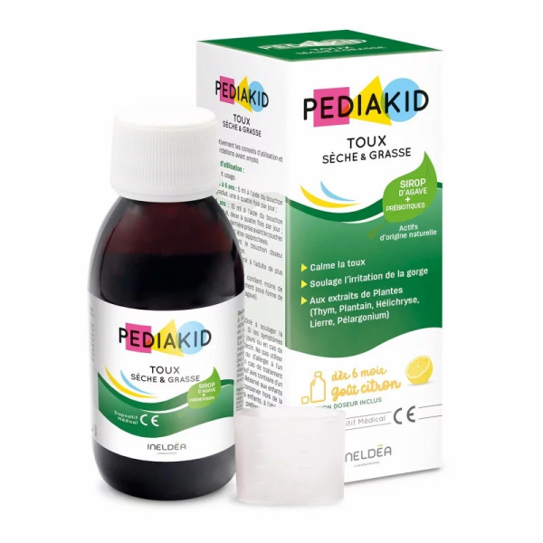 Сироп от сухого и влажного кашля Pediakid (Toux Seche et Grasse) 125 мл со вкусом лимона