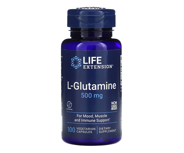 Л-Глютамін Life Extension (L-Glutamine) 500 мг 100 капсул