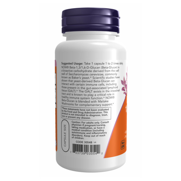 Бета глюкан NOW Foods (Beta-1.3/1.6-D-Glucan) 100 мг 90 капсул