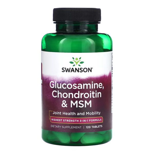Глюкозамін, Хондроїтин і МСМ Swanson  (Glucosamine, Chondroitin and Msm) 120 таблеток